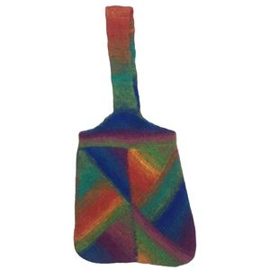 Artisan crafted Felted wool colour block Hobo bag